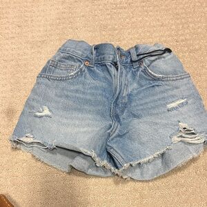 Zara Light Blue Distressed Jean Shorts